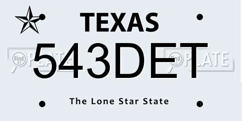 543DET Texas License Plate