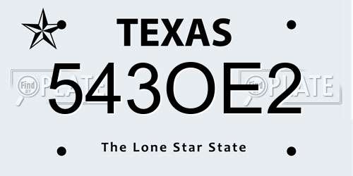 543OE2 Texas License Plate