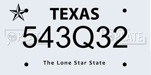 543Q32 Texas License Plate