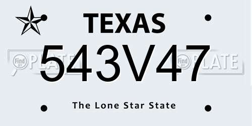 543V47 Texas License Plate
