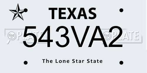 543VA2 Texas License Plate