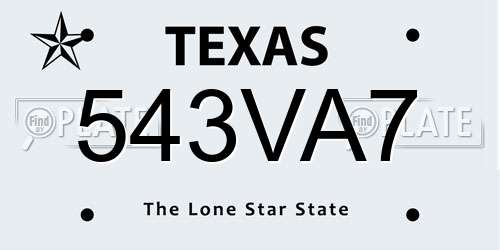 543VA7 Texas License Plate