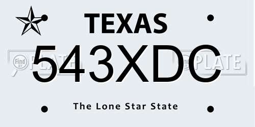 543XDC Texas License Plate