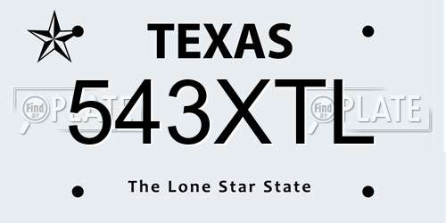 543XTL Texas License Plate