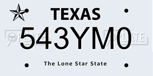 543YM0 Texas License Plate