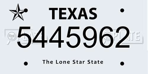 5445962 Texas License Plate
