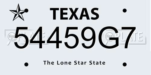54459G7 Texas License Plate