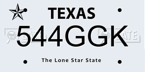 544GGK Texas License Plate
