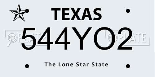 544YO2 Texas License Plate