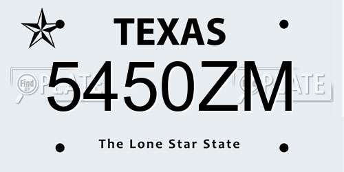 5450ZM Texas License Plate