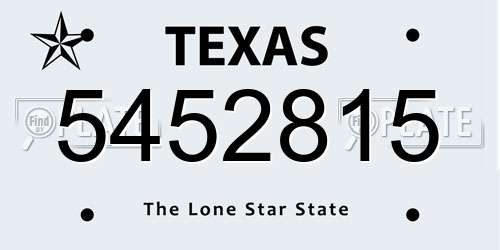 5452815 Texas License Plate