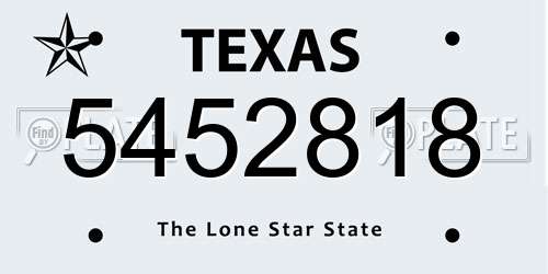 5452818 Texas License Plate
