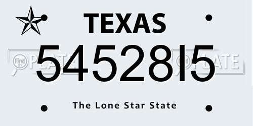 54528I5 Texas License Plate