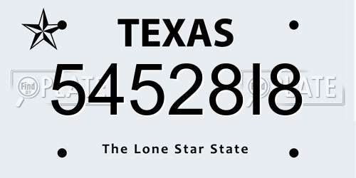 54528I8 Texas License Plate