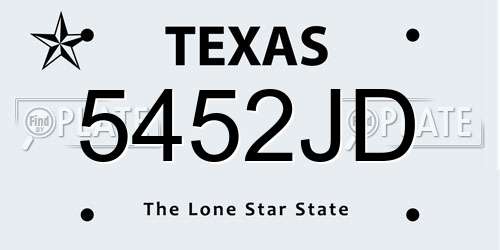 5452JD Texas License Plate