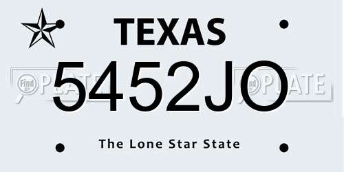 5452JO Texas License Plate