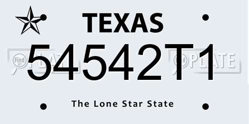 54542T1 Texas License Plate