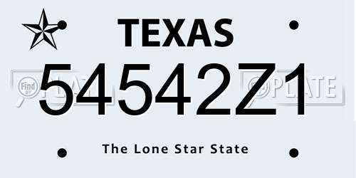 54542Z1 Texas License Plate
