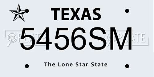 5456SM Texas License Plate