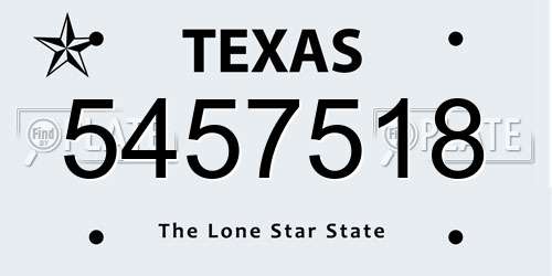 5457518 Texas License Plate