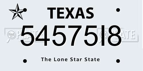 54575I8 Texas License Plate
