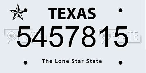 5457815 Texas License Plate