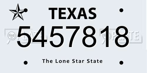 5457818 Texas License Plate