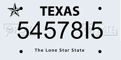 54578I5 Texas License Plate