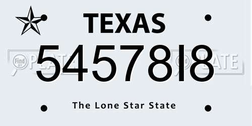 54578I8 Texas License Plate