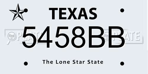 5458BB Texas License Plate