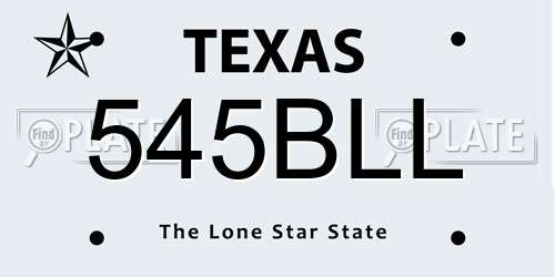 545BLL Texas License Plate