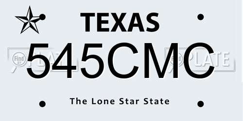 545CMC Texas License Plate