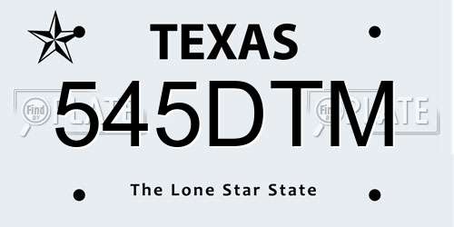 545DTM Texas License Plate
