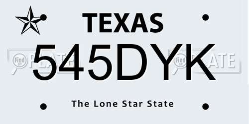 545DYK Texas License Plate