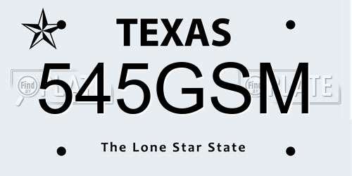 545GSM Texas License Plate