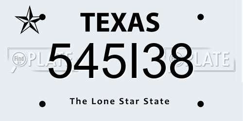 545I38 Texas License Plate