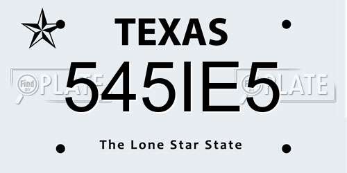 545IE5 Texas License Plate
