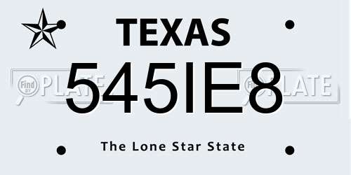 545IE8 Texas License Plate