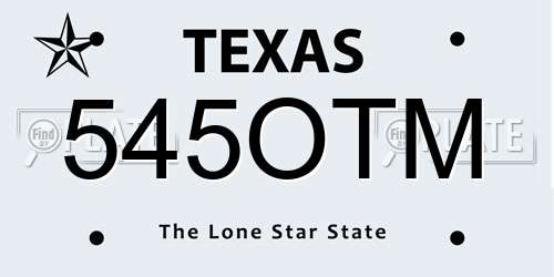 545OTM Texas License Plate