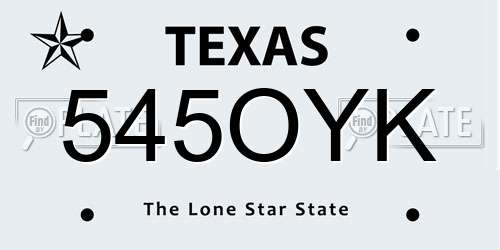 545OYK Texas License Plate