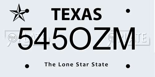 545OZM Texas License Plate