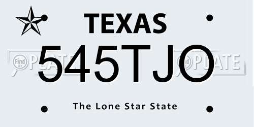 545TJO Texas License Plate