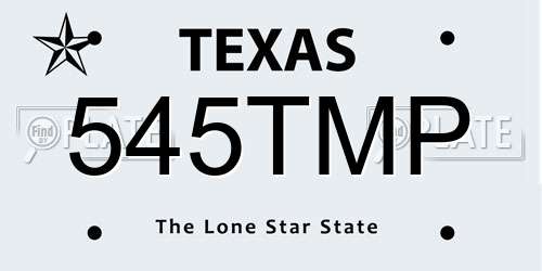 545TMP Texas License Plate