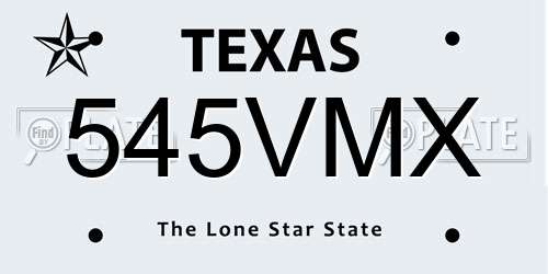 545VMX Texas License Plate