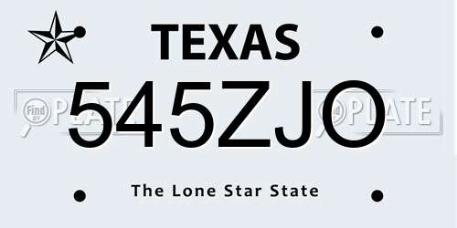 545ZJO Texas License Plate
