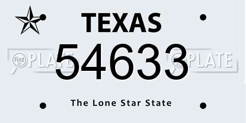 54633 Texas License Plate
