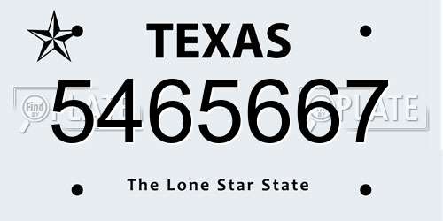 5465667 Texas License Plate