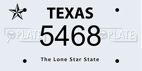 5468 Texas License Plate