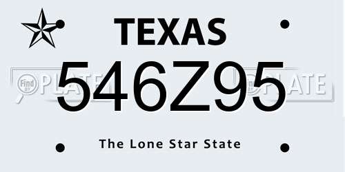 546Z95 Texas License Plate