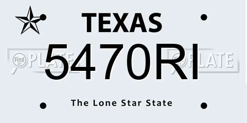 5470RI Texas License Plate